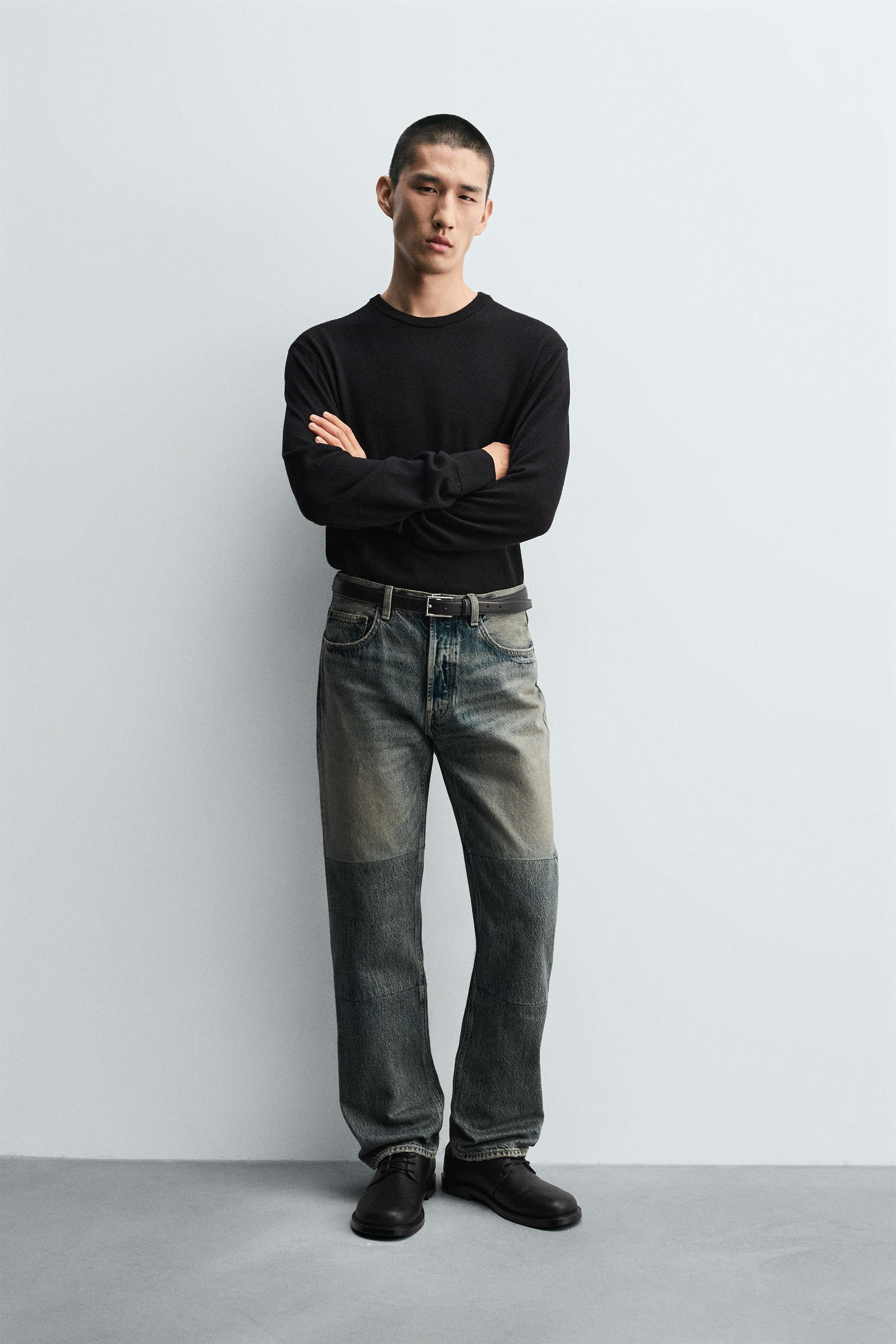 STRAIGHT FIT SEAMED JEANS